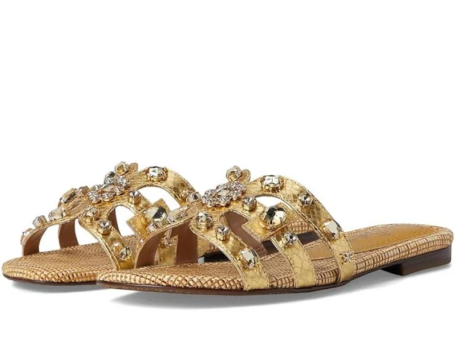 shoes Sam Edelman Women's Bay Ray Snake Embossed Slide Sandals 6pm.com $120