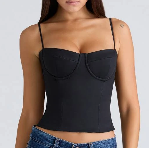 top Samaria Stretch Twill Cupped Corset Top House of CB $119