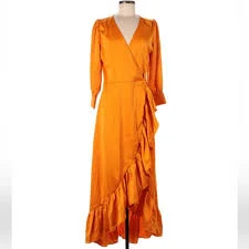 dress Satin Orange Wrap Dress without belt Poshmark $40