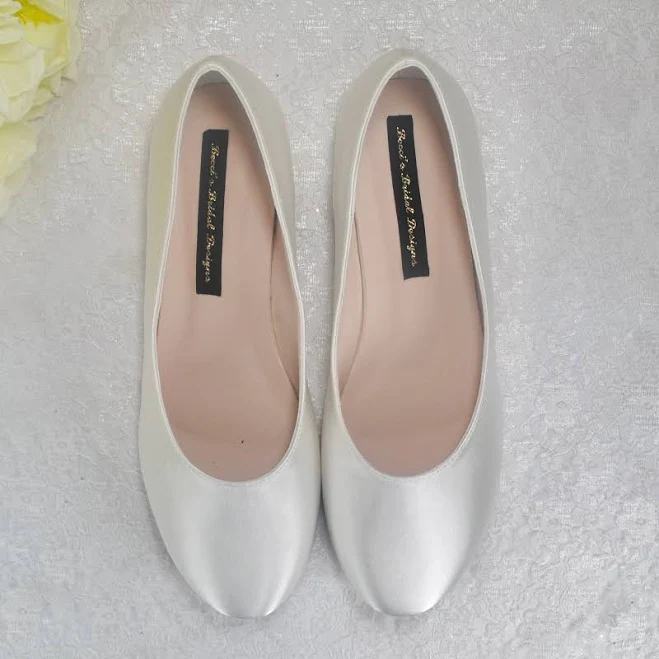 shoes Satin Round Toe Ballet Flats Etsy - BeccisBridalDesigns $156.08