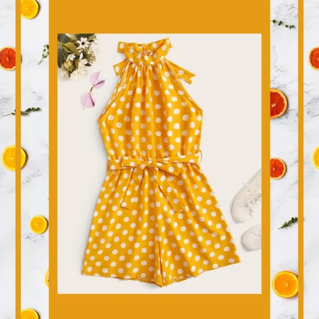 romper SHEIN Polkadot Halter Romper Poshmark $13
