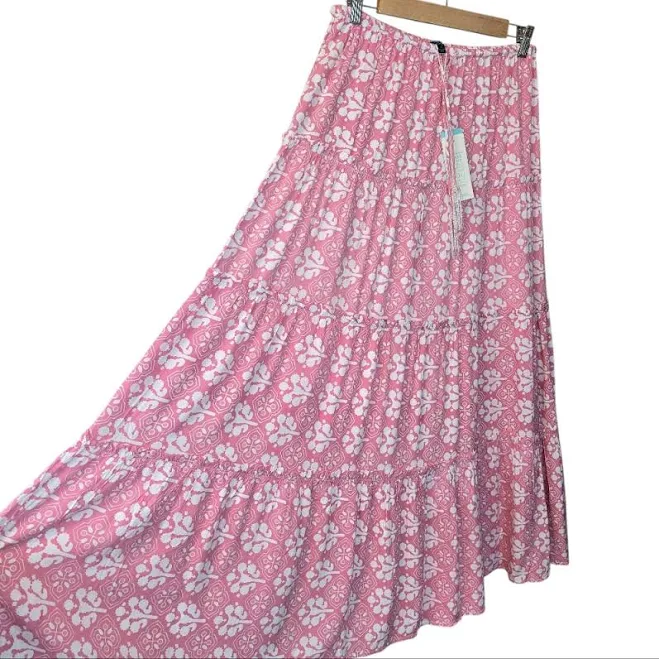 matching set Shore Printed Viscose Tiered Midi Skirt Poshmark $45