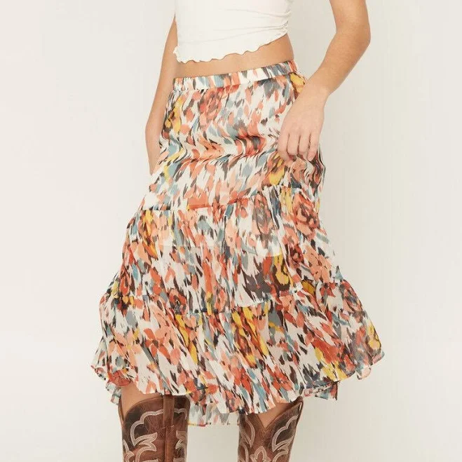 skirt Shyanne Women's Anderson Floral Print Tiered Midi Skirt Country Outfitter $50.96
