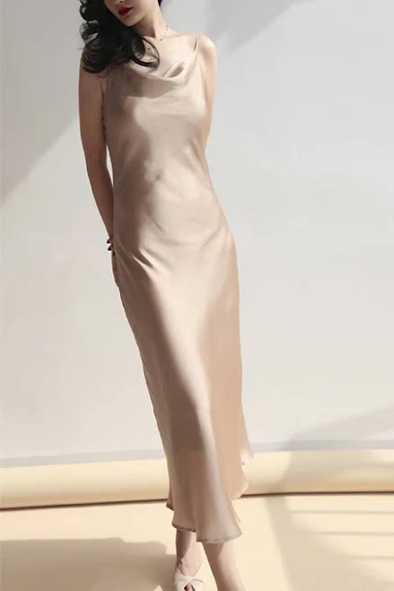dress Silk Cowl Neck Midi Slip Dress AnnaCustomDress $69