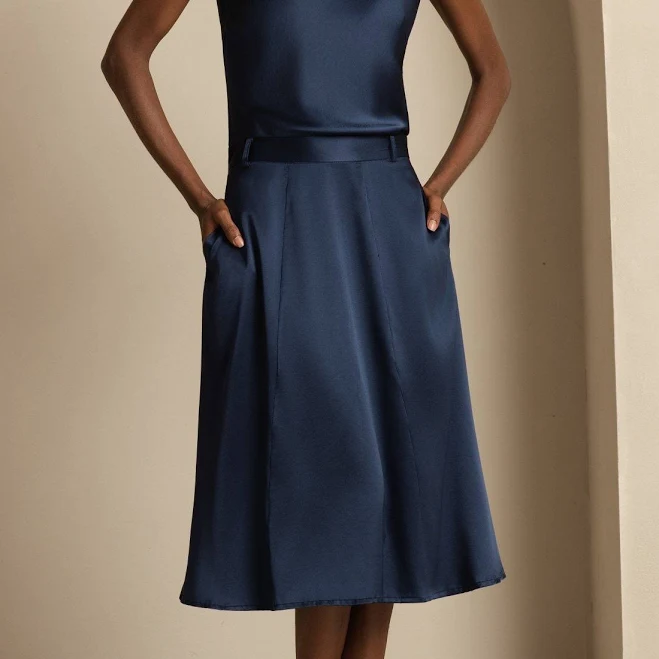 skirt Silk High-Waist A-Line Skirt with Pockets SilkSilky $69.99