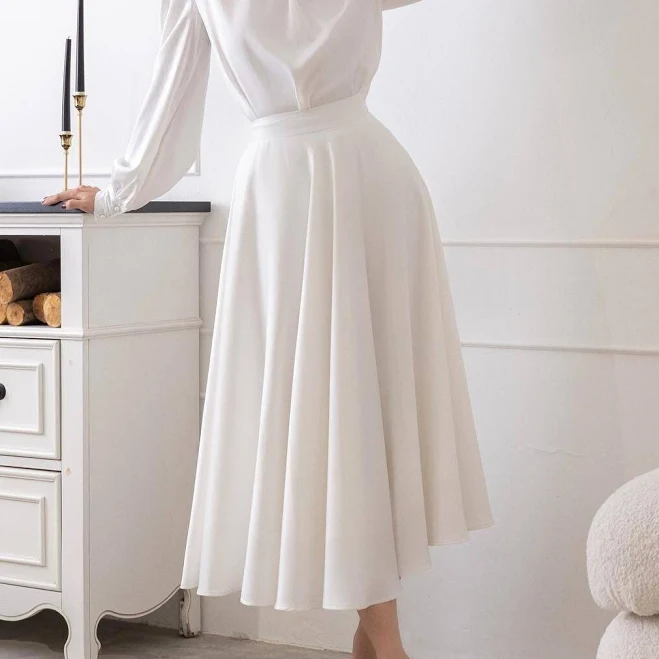 bottom Silk High Waisted Midi Skirt Etsy - MaisonLy $117.75