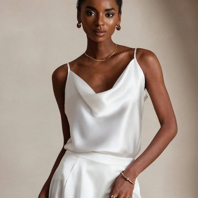 top Silksilky Women's 100% Silk Cowl Neck Cami SilkSilky $59.95