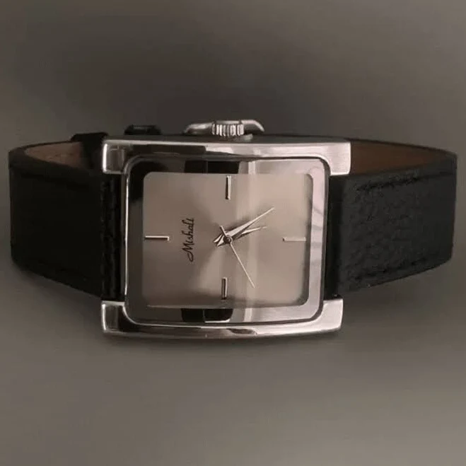 accessory Silver Classic Timepiece Black Leather Large Quartz Watch Mountgleam $85