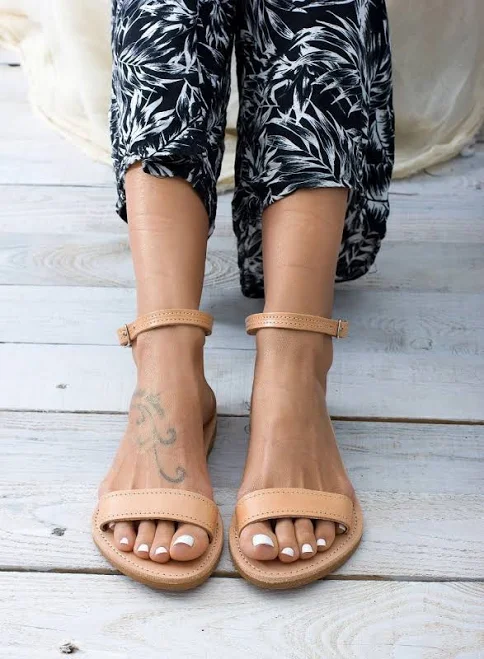 shoes Sleek Fit Leather Ankle Strap Sandals Etsy - GreekLeatherLab $57.29