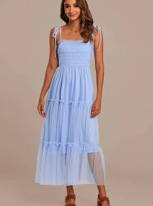 dress Smocked Ruffle Tiered Maxi Dress Petal Lush $33