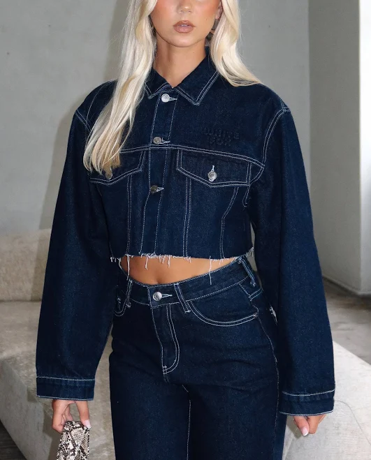 top Something to Prove Cropped Denim Jacket White Fox Boutique $79.99