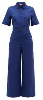 jumpsuit Staud Zavey Belted Linen-Blend Jumpsuit eBay $130