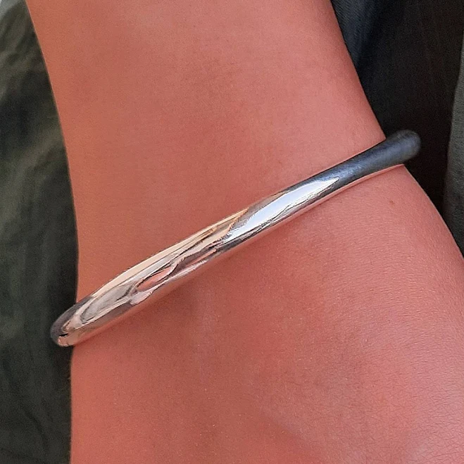 accessory Sterling Silver Chunky Geometric Bangle Bracelet Etsy - MyJoolis $27.2