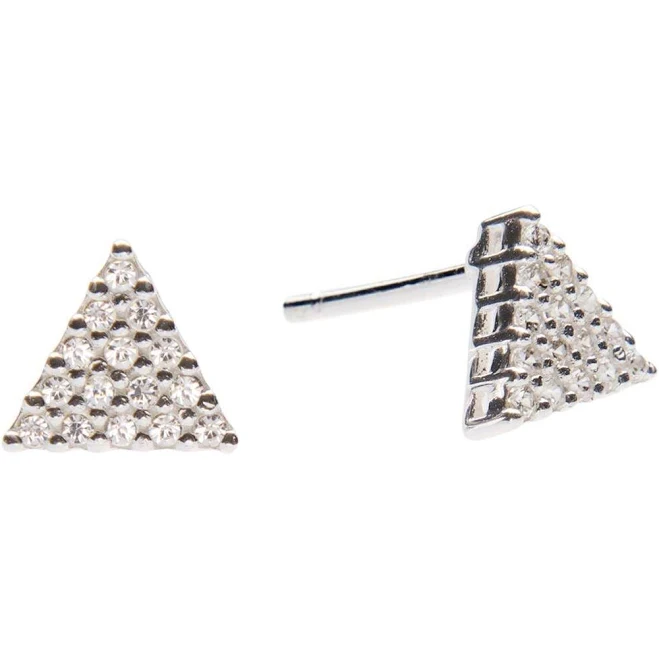 accessory Sterling Silver Cubic Zirconia Triangle Stud Earrings 925silverly.com $10.09