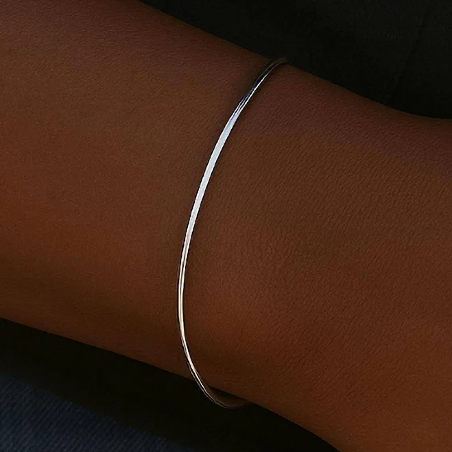 accessory Sterling Silver Minimalist Bangle Bracelet Etsy - NadinGlassico $34