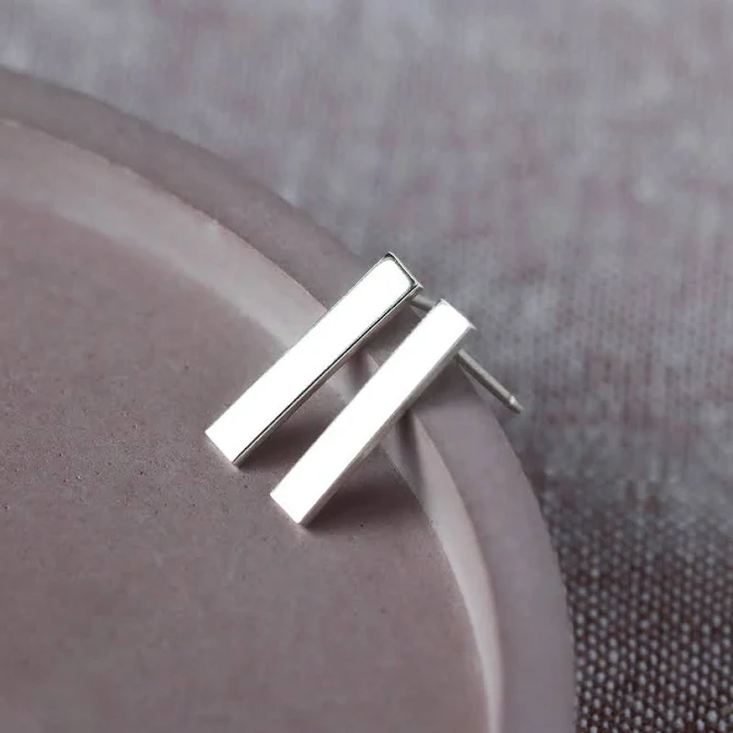 accessory Sterling Silver Minimalist Bar Earrings Etsy - ShopClementine $34.95