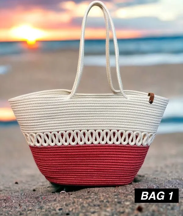 bag Straw Beach Tote Bag with Woven Cotton Rope Etsy - Seller $59.29