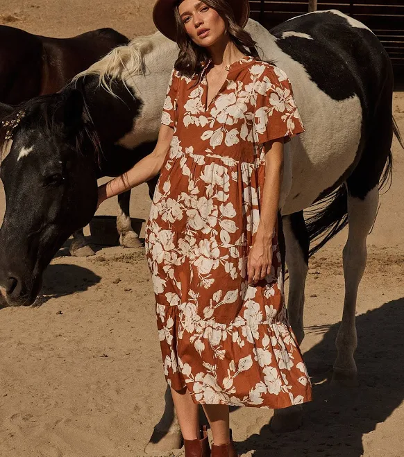 dress Sugarlips Surrey Floral Amayah Tiered Midi Dress Sugarlips $95