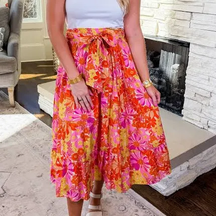 skirt Sunset Dahlia Tiered Midi Skirt Jules & James Boutique $54.9