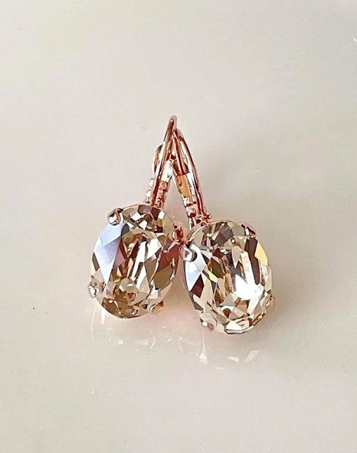 accessory Swarovski Oval Crystal Drop Earrings Etsy - ChicMaddies $38