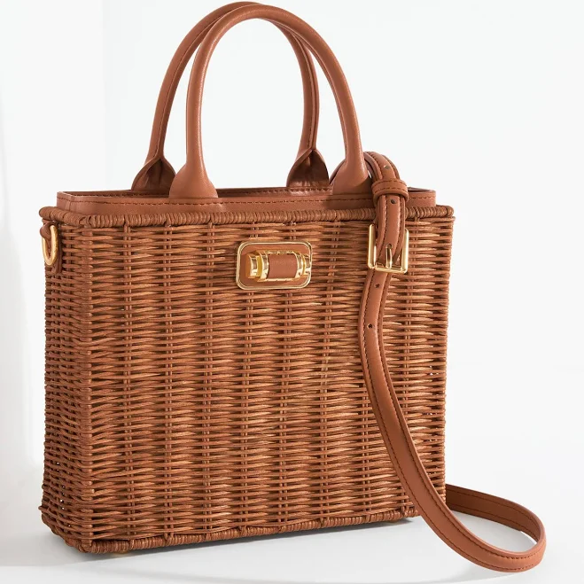 bag Talbots Women's Wicker Leather Trim Top Handle Tote Talbots $139.3