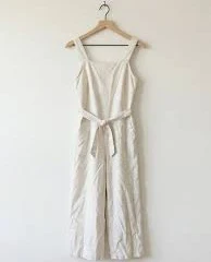 jumpsuit Tee Ink Linen Cotton Wide Leg Jumpsuit Belted Natural Cream US 2 Poshmark $18