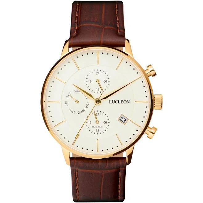 accessory Ternion Men's Dual-Time Watch with Rust Leather Strap Trendhim.com $135