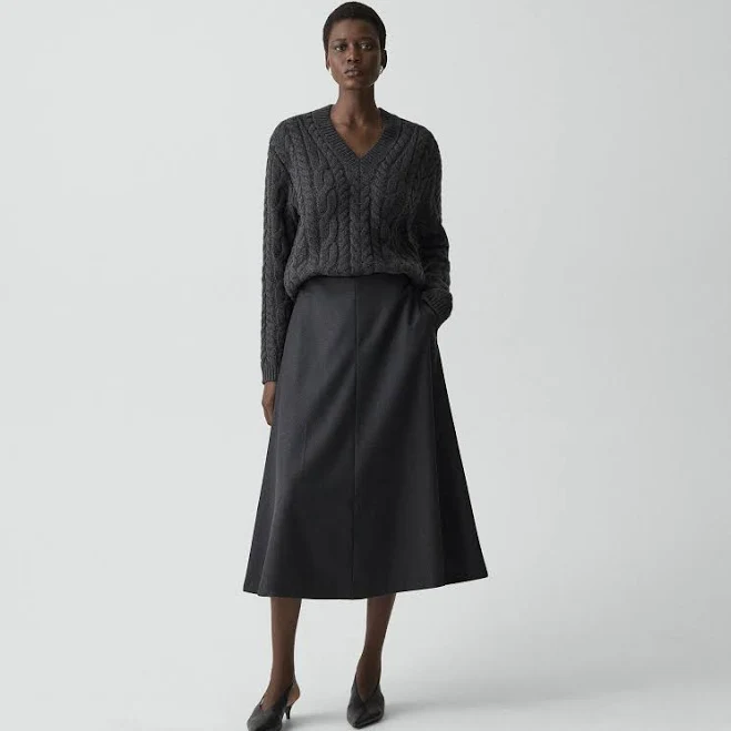 skirt Theory Women's A-Line Flared Wool-blend Midi Skirt Theory $138