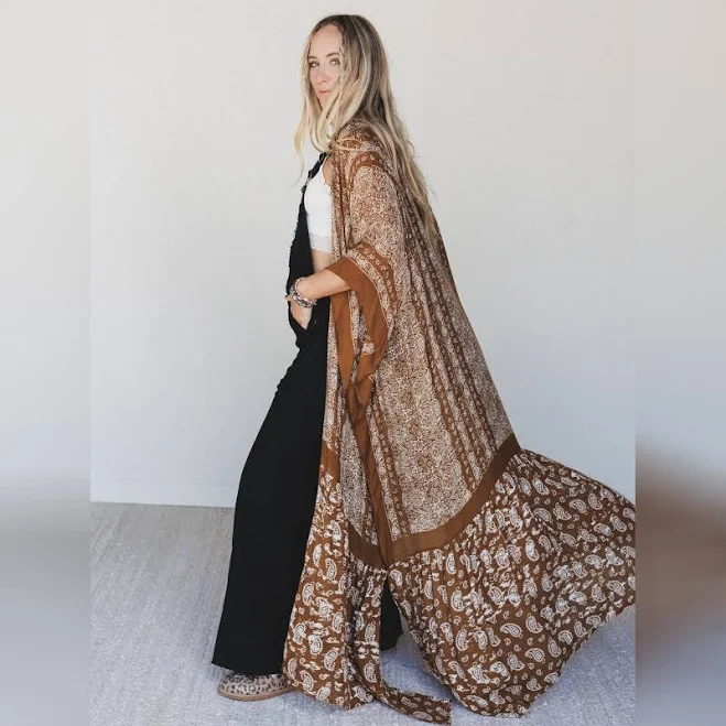 kimono Three Bird Nest Women's Paisley Tapestry Duster Kimono Three Bird Nest $29