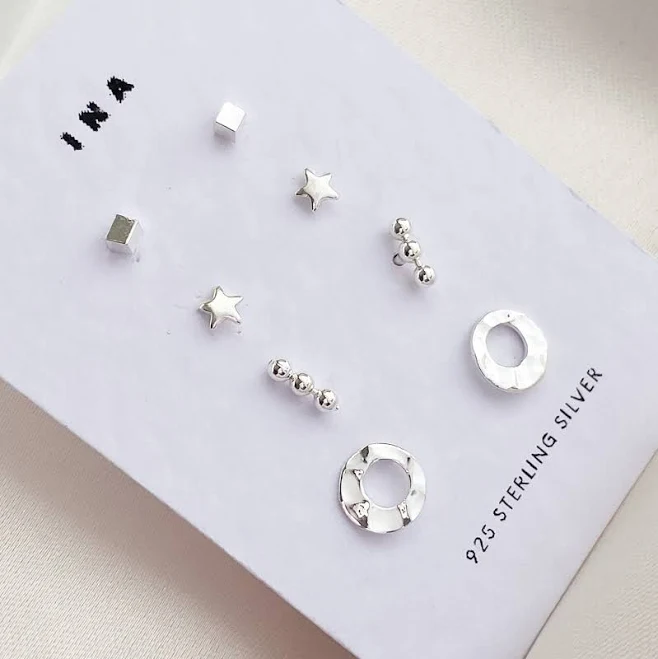 accessory Tiny Sterling Silver Stud Earring Set Etsy - Seller $42.47