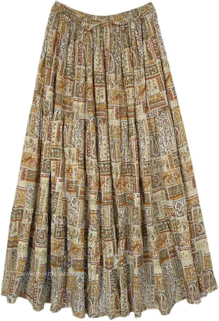 maxi skirt TLB Paisley Elastic Waist Cotton Skirt The Little Bazaar $36.99