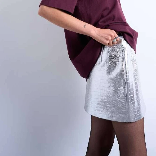 skirt Topshop Croc Embossed Metallic Faux Leather Miniskirt ASOS $44.99