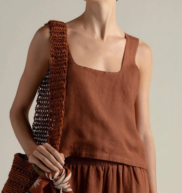 matching set Touche Beachwear Linen Crop Top touche.co $129