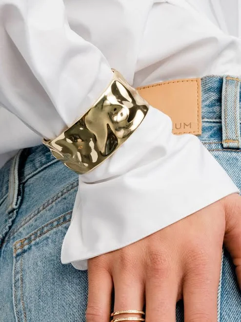 accessory Uncommon James Crushed Statement Cuff Bracelet in Gold Uncommon James $78