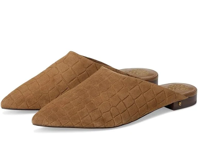 shoes Vince Camuto Women's Arlette Slip-On Croco Embossed Suede Mules 6pm.com $71.5