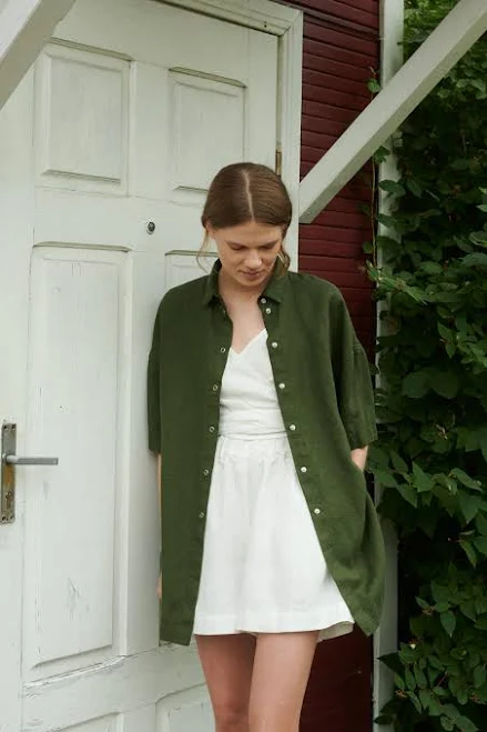 top Viola Oversized Linen Shirt Etsy - Linenfox $127.02