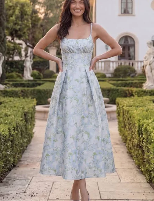 dress WEDTREND Women's A-Line Square Neck Flower Midi Dress Wedtrend $105