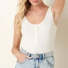 bodysuit Wild Fable Ivory Ribbed Sleeveless Bodysuit Poshmark $24