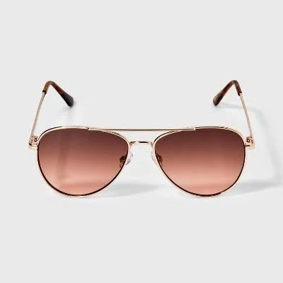 accessory Wild Fable Women's Shiny Metal Aviator Sunglasses Target $16