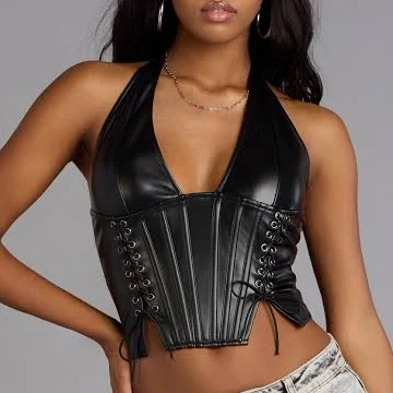 top Windsor Chic Desires Faux Leather Corset Top Windsor $32.9