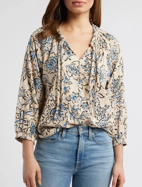 top Wit & Wisdom Women's Floral Cotton Peasant Top Nordstrom $52.26