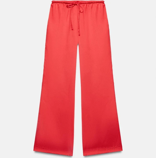 culottes Woman Zara Drawstring Satin Pants Zara USA $49.9