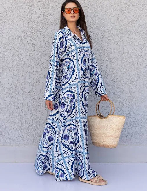 dress Women's Boho Print Kaftan Dress Etsy - Gipci $45.9