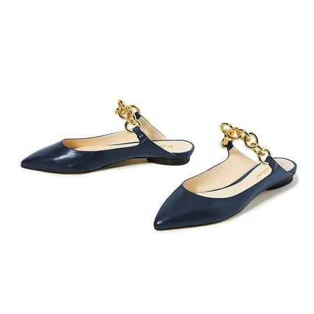 shoes Women's Casual Pointed Toe Slip-On Mules with Gold Chain Walmart - YDNshoes $86.98