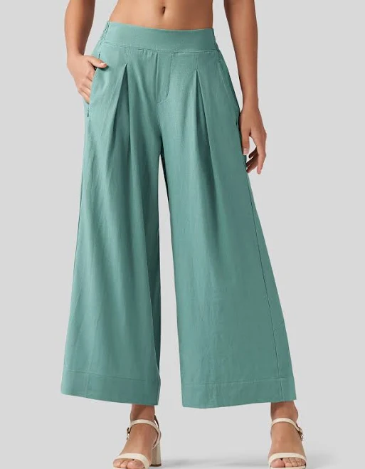 culottes Women's Cropped Wide-Leg Cotton Linen Pants Willit Sports $42.99