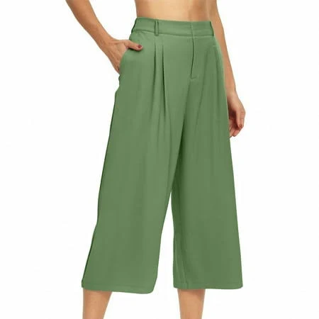 culottes Women's Cropped Wide Leg Linen Culottes with Pockets Walmart - Ahdbta $13.06