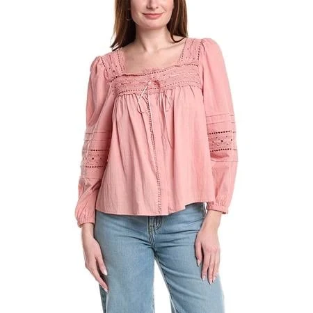 top Women's Eyelet Blouse Walmart - La Via $24.99