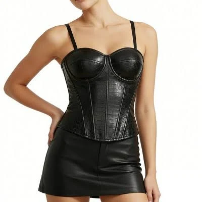 top Women's Faux Leather Corset Top Sweetheart Neck Target $33.99