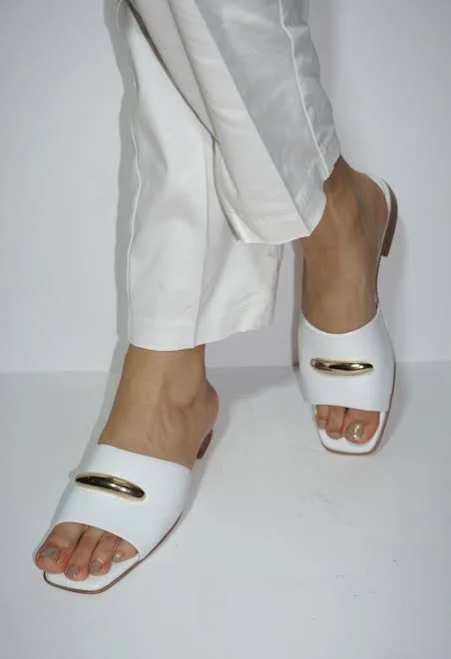 shoes Women's Genuine Leather Slip-On Slides with Gold Buckle Etsy - Seller $133.97