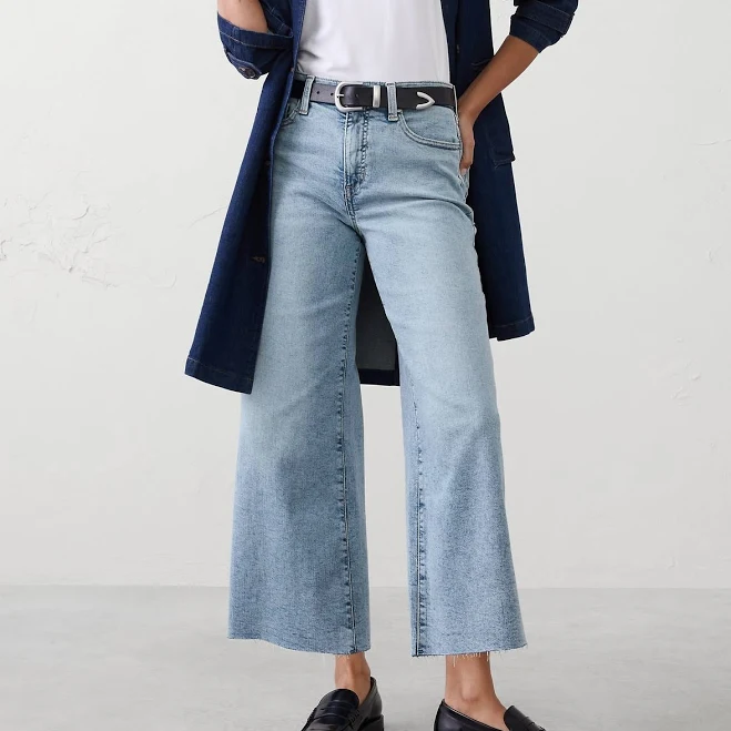 culottes Women's High-Rise Wide-Leg Cropped Jeans Banana Republic Factory $60